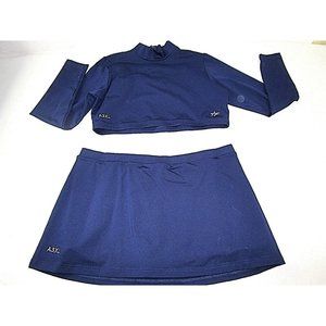 Sexy Adult 3XL Crop Top Matching Skirt W/ Built In Briefs XXL Navy Blue 46 X 40"